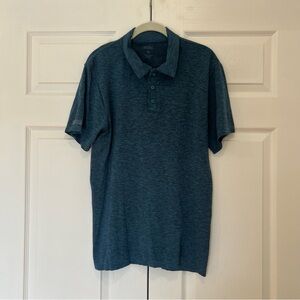 RHONE Performance Polo Blue Green Teal Short Sleeve Mens Medium